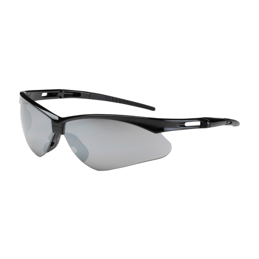 Anser™: Semi-Rimless Safety Glasses with Black Frame, Silver Mirror Lens and Anti-Scratch Coating