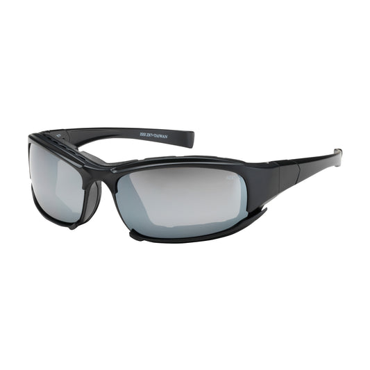 Cefiro™ Full Frame Safety Glasses with Black Frame, Silver Mirror Lens and Anti-Scratch / Anti-Fog Coating