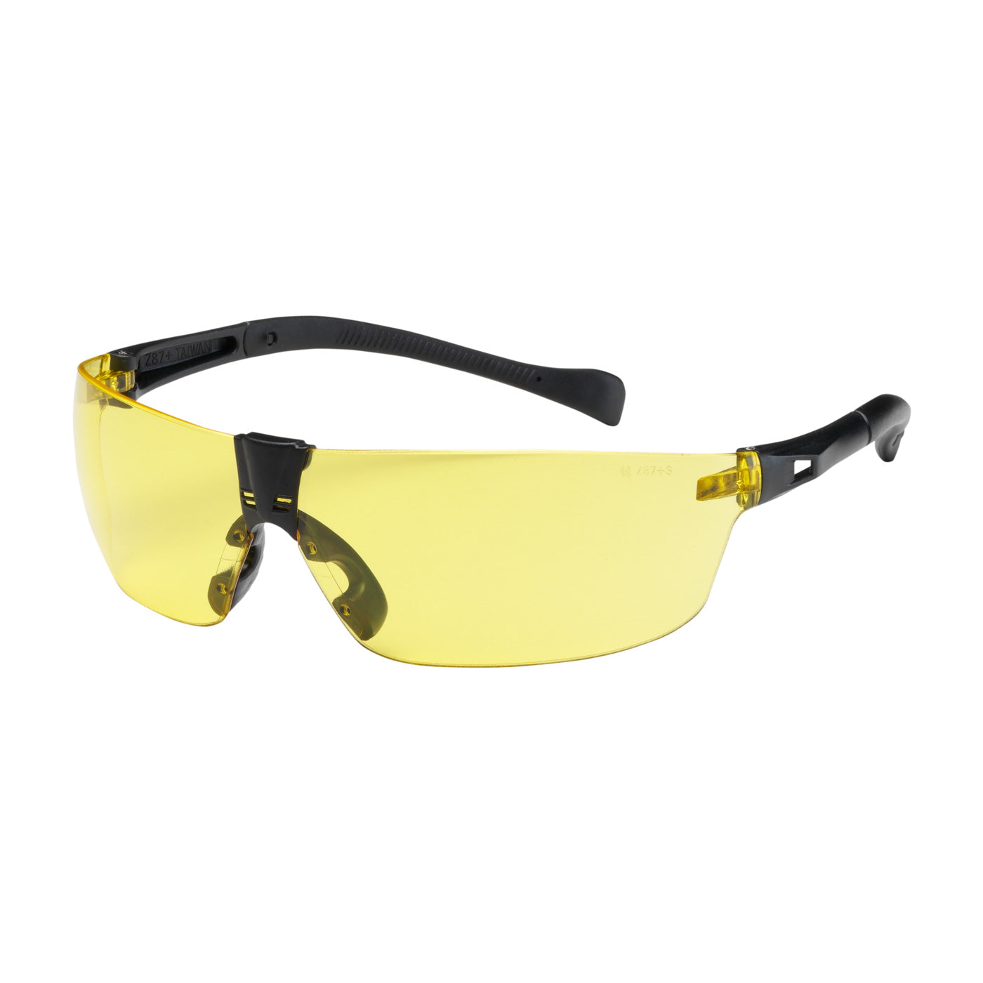 Monteray II™: Rimless Safety Glasses with Black Temple, Amber Lens and Anti-Scratch Coating