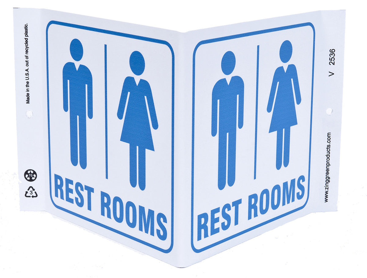 ZING Safety Sign, Rest Rooms V - official Zing product image 1