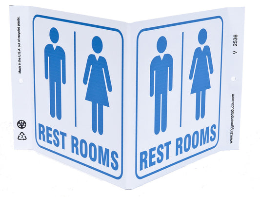 ZING Safety Sign, Rest Rooms V - official Zing product image 1