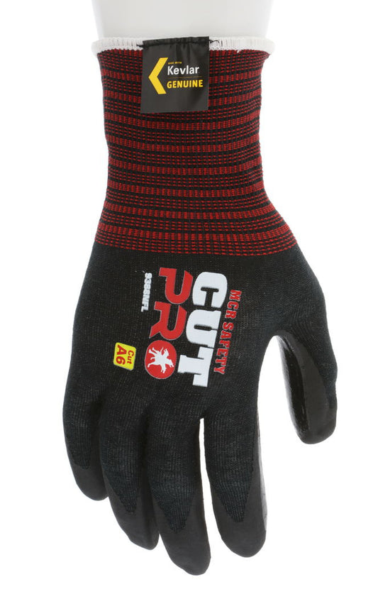9388NF - MCR Safety CutPro® - 18 Gauge Black Kevlar® / Stainless-Steel - Cut Resistant Work Gloves - Nitrile Foam Palm and Fingertips - Reinforced Thumb Crotch for Durability and Extended Wear