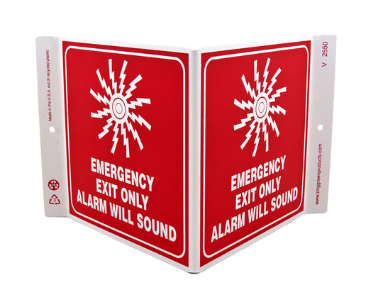 ZING Safety Sign, Emergency Exit Only V - official Zing product image 1
