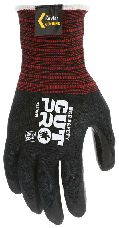 9388NF - MCR Safety CutPro® - 18 Gauge Black Kevlar® / Stainless-Steel - Cut Resistant Work Gloves - Nitrile Foam Palm and Fingertips - Reinforced Thumb Crotch for Durability and Extended Wear