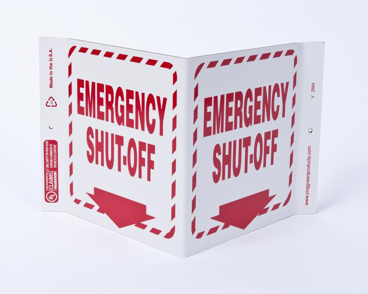 ZING Safety Sign, Emergency Shut Off V - official Zing product image 1