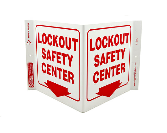 Eco Safety V Sign, Lockout Safety Center, 7Hx12Wx5D, Recycled Plastic - 2570