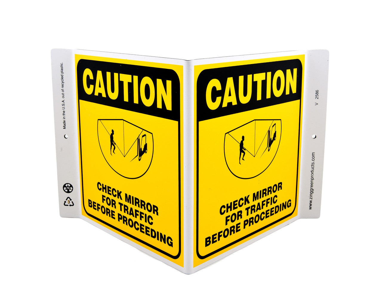 ZING Safety Sign, Check Mirror For Traffic V - official Zing product image 1