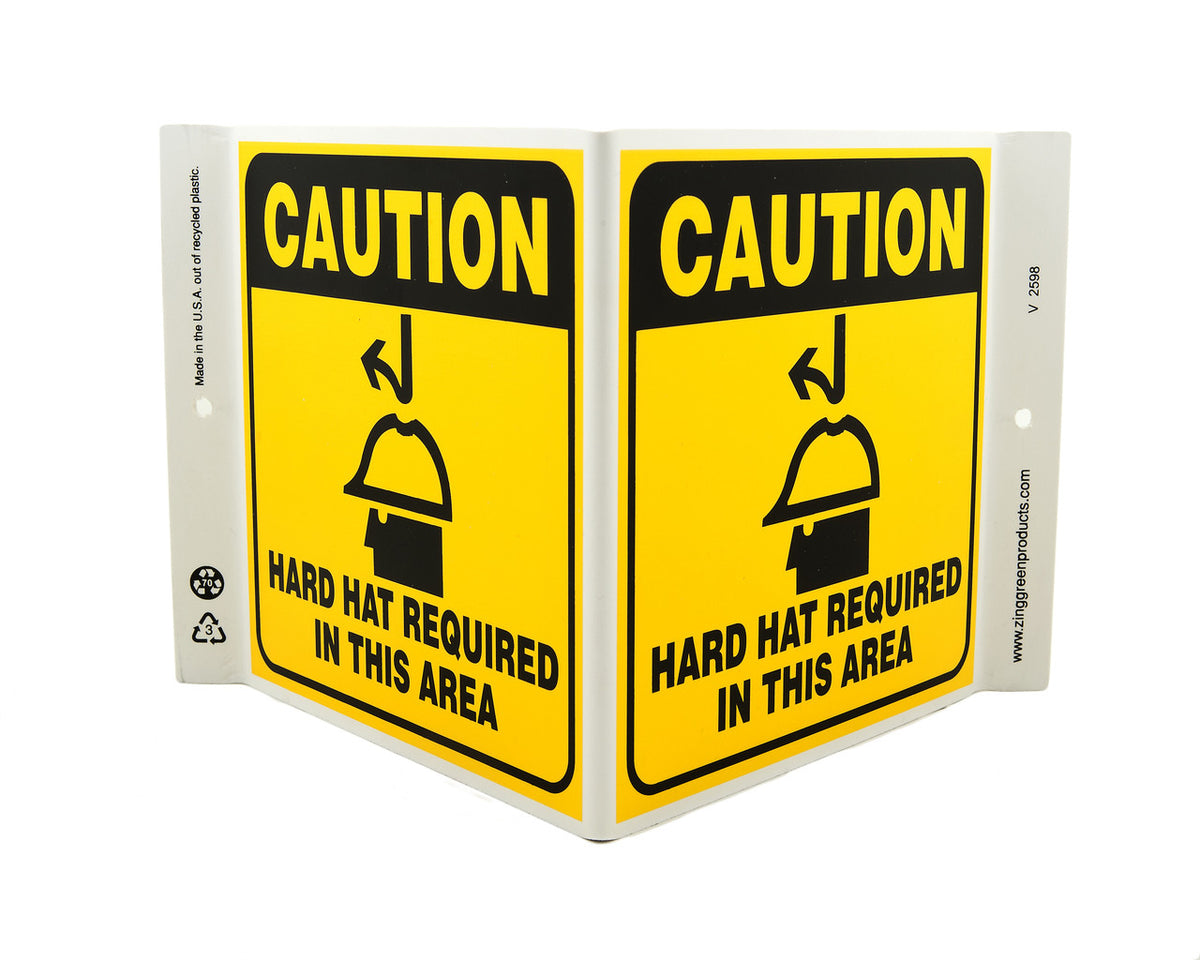 ZING Safety Sign, Caution Hardhat Area V - official Zing product image 1
