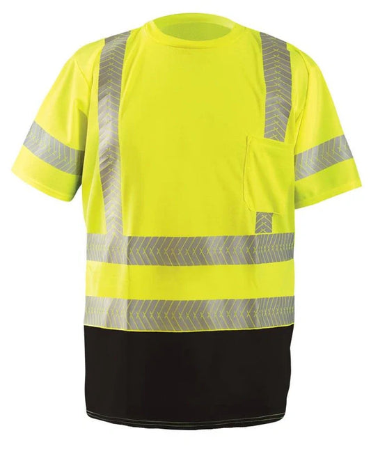Occunomix Short Sleeve OCX Patented Segmented Tape Black Bottom W-pocket Class 3 Hi-Vis Shirts Yellow M model LUX-TSSP3BK-YM