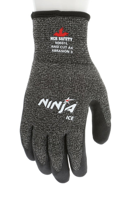 N9691 - Ninja® Ice - Insulated Cut-Resistant Work Gloves - 15 Gauge HyperMax® HPPE Shell - 7 Gauge Acrylic Terry Inner Lining - HPT® Coated Palm and Fingertips - Acrylic Terry Liner Keeps Hands Warm while HPT® Repels Liquids for Wet or Dry Grip