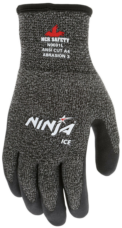 N9691 - Ninja® Ice - Insulated Cut-Resistant Work Gloves - 15 Gauge HyperMax® HPPE Shell - 7 Gauge Acrylic Terry Inner Lining - HPT® Coated Palm and Fingertips - Acrylic Terry Liner Keeps Hands Warm while HPT® Repels Liquids for Wet or Dry Grip