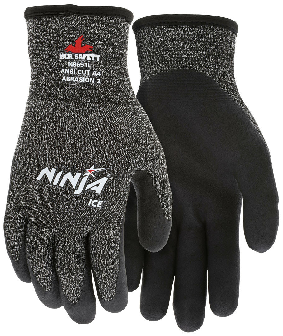 N9691 - Ninja® Ice - Insulated Cut-Resistant Work Gloves - 15 Gauge HyperMax® HPPE Shell - 7 Gauge Acrylic Terry Inner Lining - HPT® Coated Palm and Fingertips - Acrylic Terry Liner Keeps Hands Warm while HPT® Repels Liquids for Wet or Dry Grip