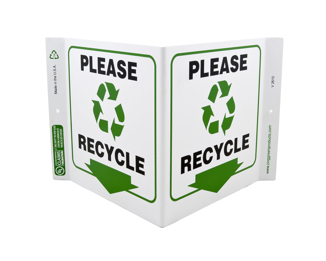 ZING Safety Sign, Please Recycle V - official Zing product image 1