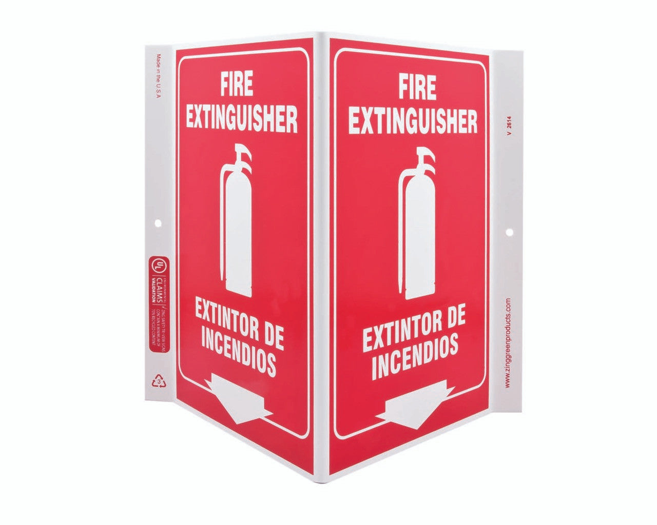ZING Safety Sign, Fire Extinguisher Bilingual V - official Zing product image 1