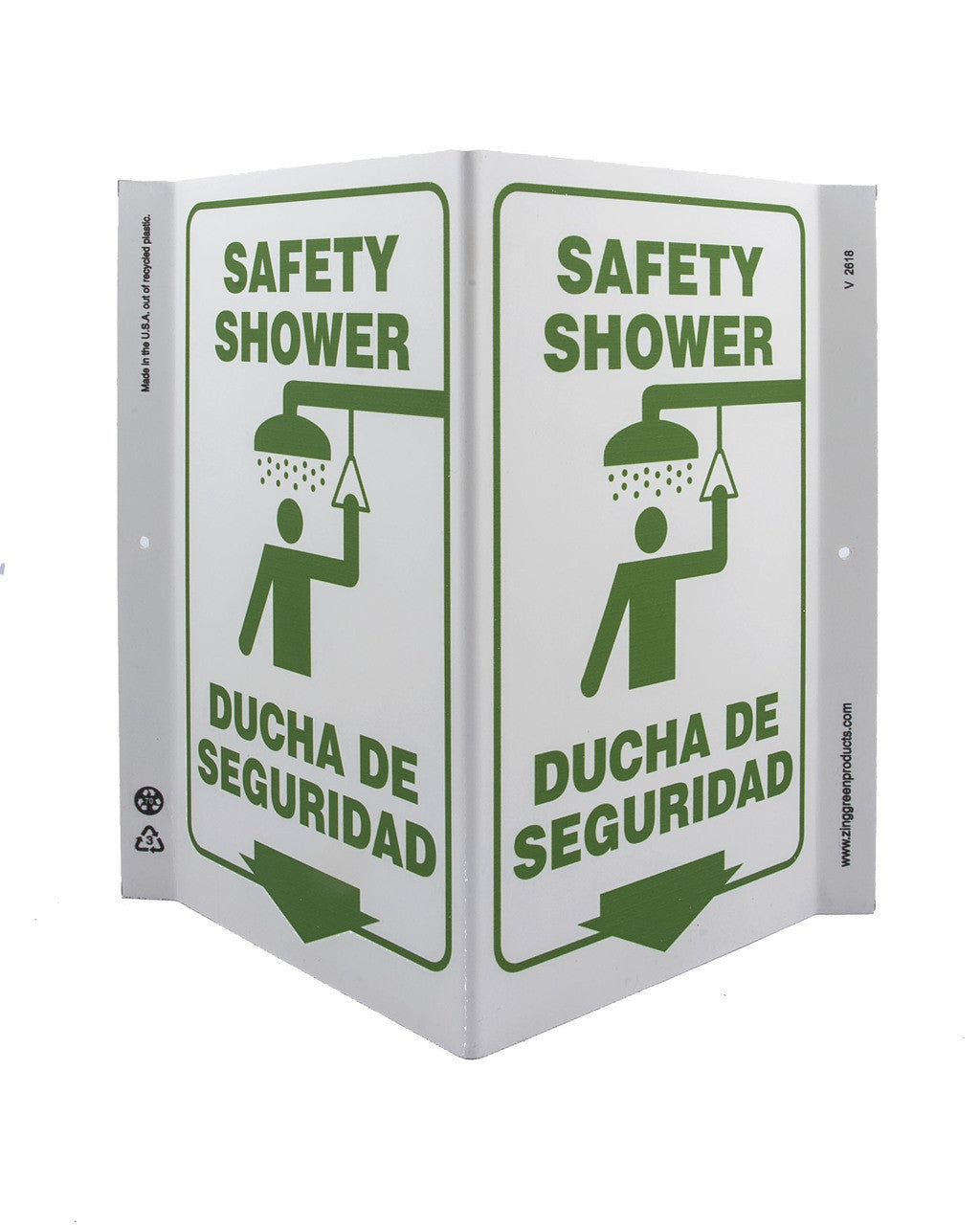 ZING Safety Sign, Safety Shower Bilingual V - official Zing product image 1