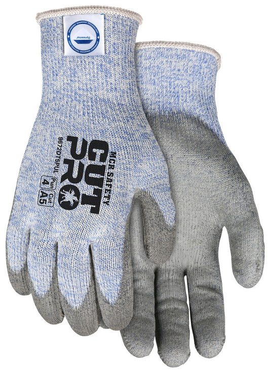 9672DT5PU - MCR Safety CutPro® - 10 Gauge Dyneema® Diamond Technology with Steel - Cut Resistant Work Gloves - Polyurethane (PU) Coated Palm and Fingertips - Micro-particle Boosted High Strength Fiber Provides Cool Touch Comfort and Durability