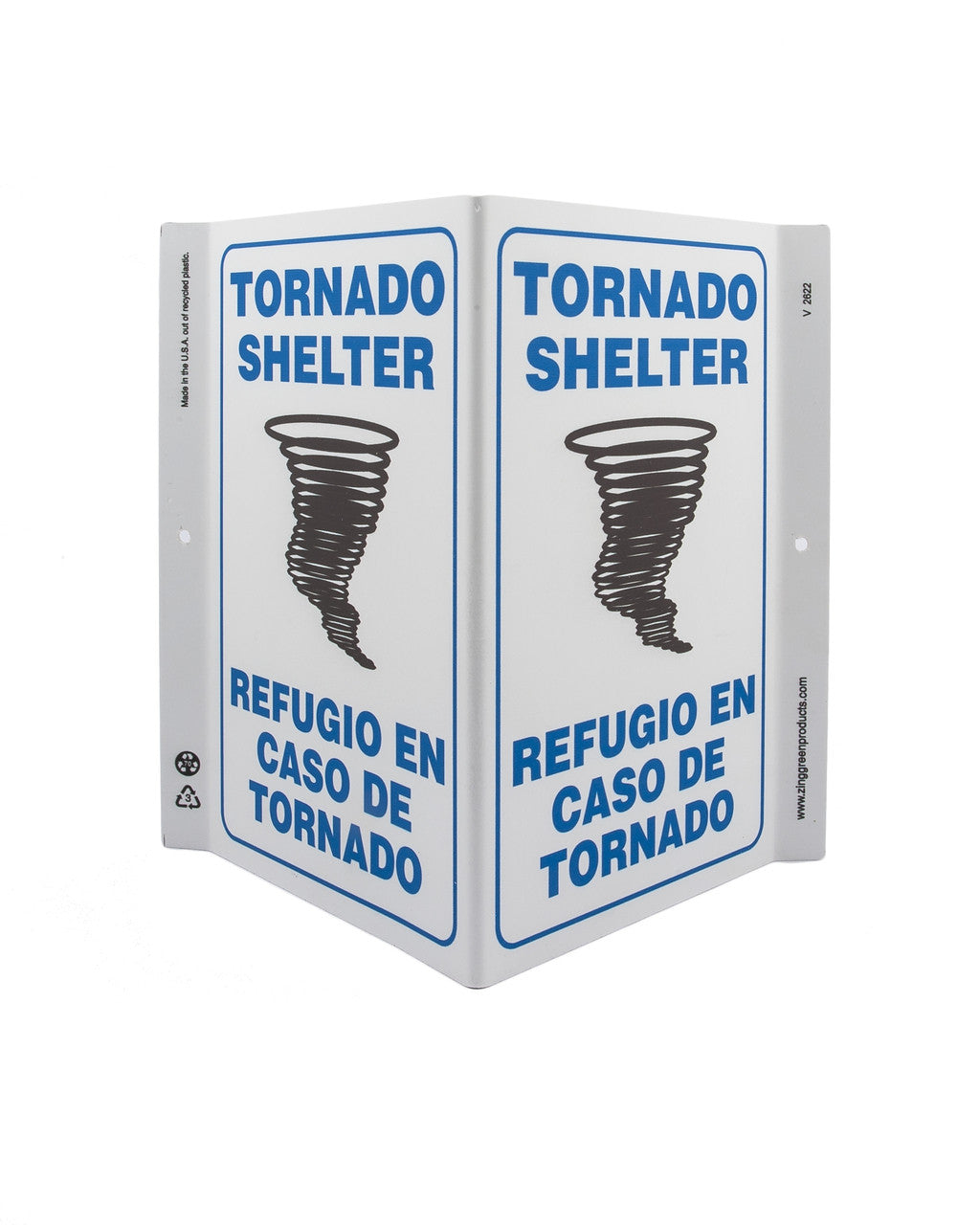 ZING Safety Sign, Tornado Shelter Bilingual V - official Zing product image 1