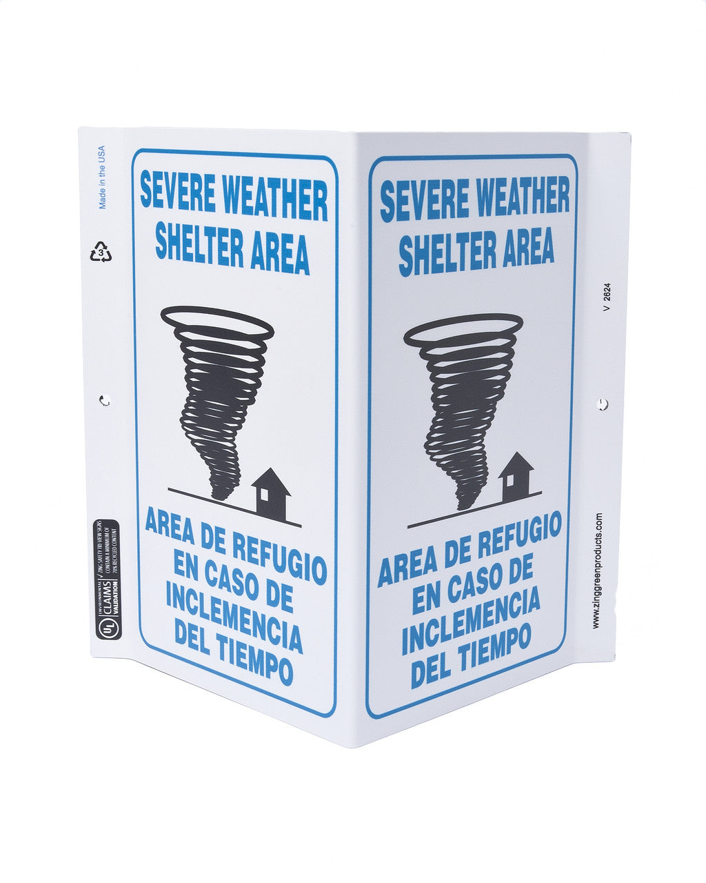 ZING Safety Sign, Severe Weather Bilingual V - official Zing product image 1