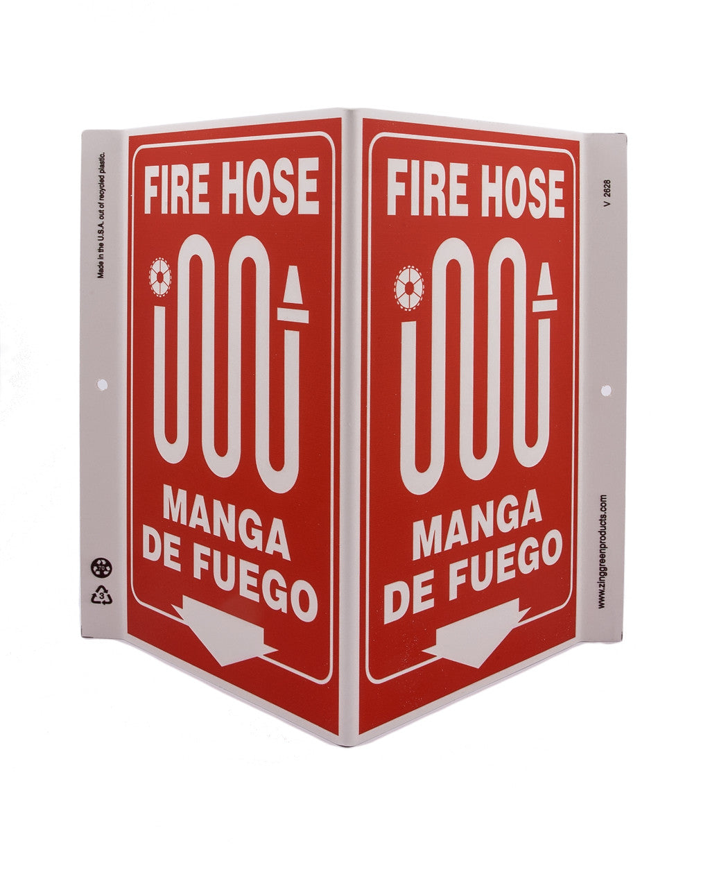 ZING Safety Sign, Fire Hose Bilingual V - official Zing product image 1