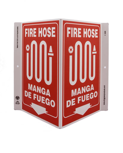 ZING Safety Sign, Fire Hose Bilingual V - official Zing product image 1