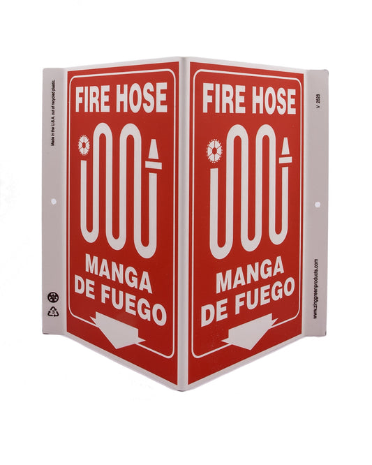 ZING Safety Sign, Fire Hose Bilingual V - official Zing product image 1