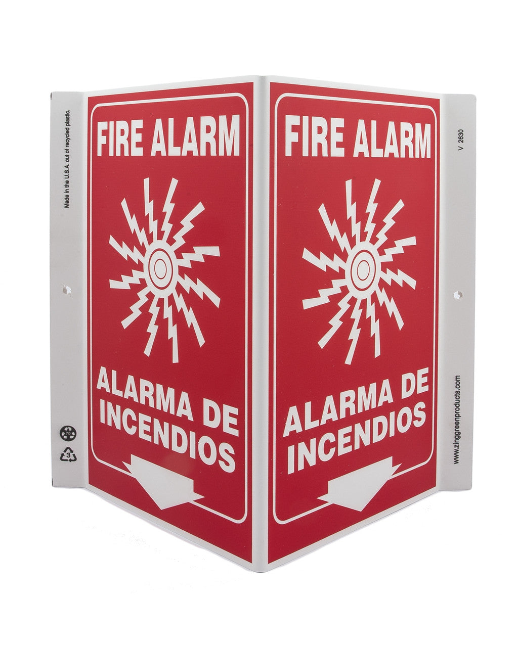 ZING Safety Sign, Fire Alarm Bilingual V - official Zing product image 1