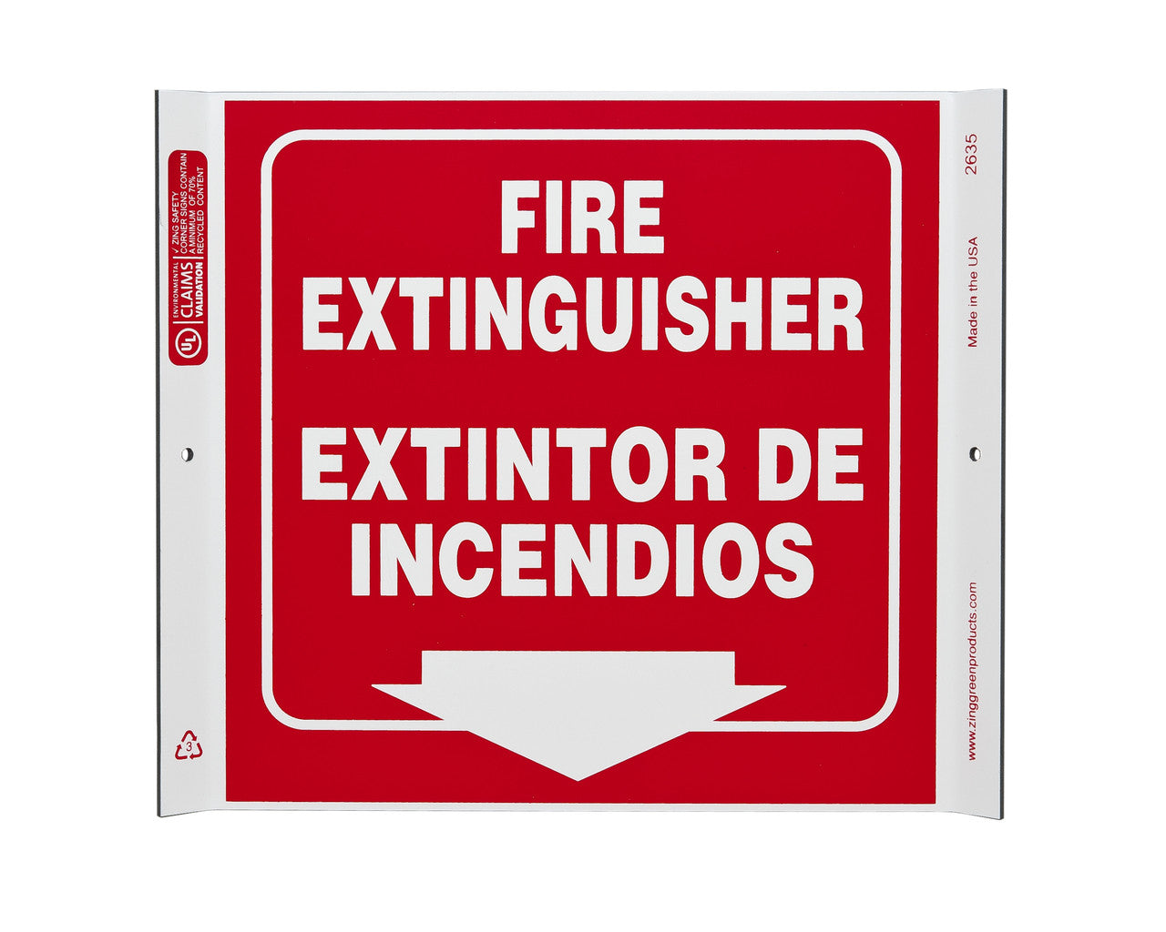 ZING Safety Sign, Fire Extinguisher Bilingual Corner - official Zing product image 1