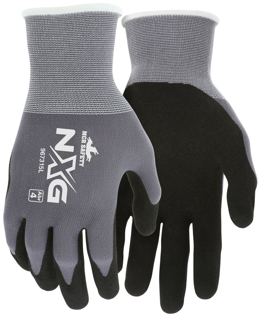 967315 - MCR Safety NXG® Work Gloves - 15 Gauge Gray Nylon Shell - Sandy Foam Nitrile Palm and Fingertips - NXG Provides Premium Quality, Comfort and Fit - A Great Choice for Long Workdays