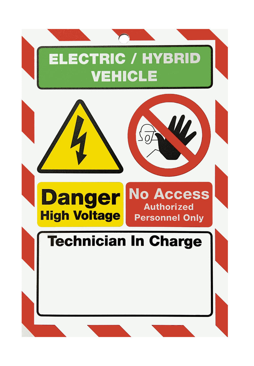 ZING Safety Sign, Ev 7X10 Plastic, Electric/Hybrid Vehicle-Danger High Voltage - official Zing product image 2