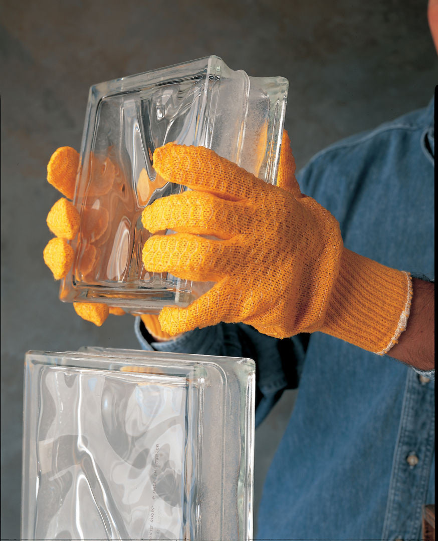 9675 - Honey Grip® Work Gloves - Orange Acrylic/Polyester String Knit - PVC Honeycomb Criss-Cross Grip - Uncured PVC Adds Excellent Gripping Power