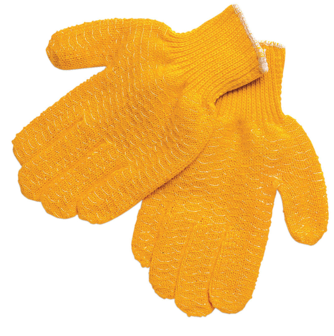 9675 - Honey Grip® Work Gloves - Orange Acrylic/Polyester String Knit - PVC Honeycomb Criss-Cross Grip - Uncured PVC Adds Excellent Gripping Power