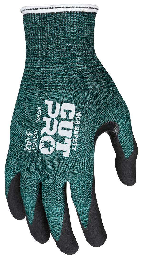 96782 - MCR Safety CutPro® - 18 Gauge HyperMax® HPPE Shell - Cut, Abrasion, and Puncture Resistant - Nitrile Foam Coated Palm and Fingertips - Reinforced Thumb Crotch