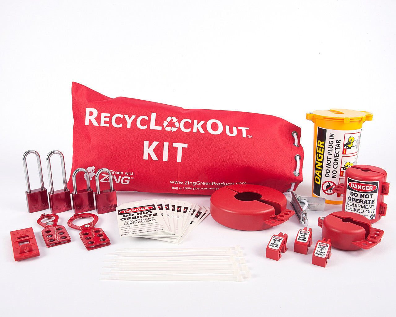 Lockout Tagout Bag Kit with Aluminum Locks, Red Drawstring Bag