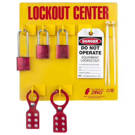 ZING Lockout Tagout Station, 3 Aluminum Padlocks - 2726