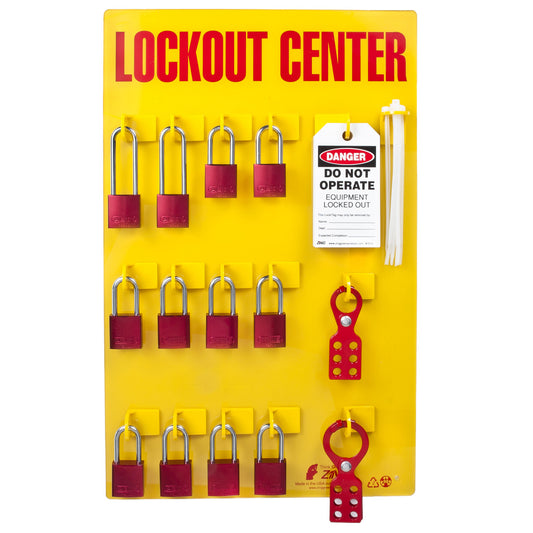 ZING Lockout Tagout Station,12 Aluminum Padlocks - 2728