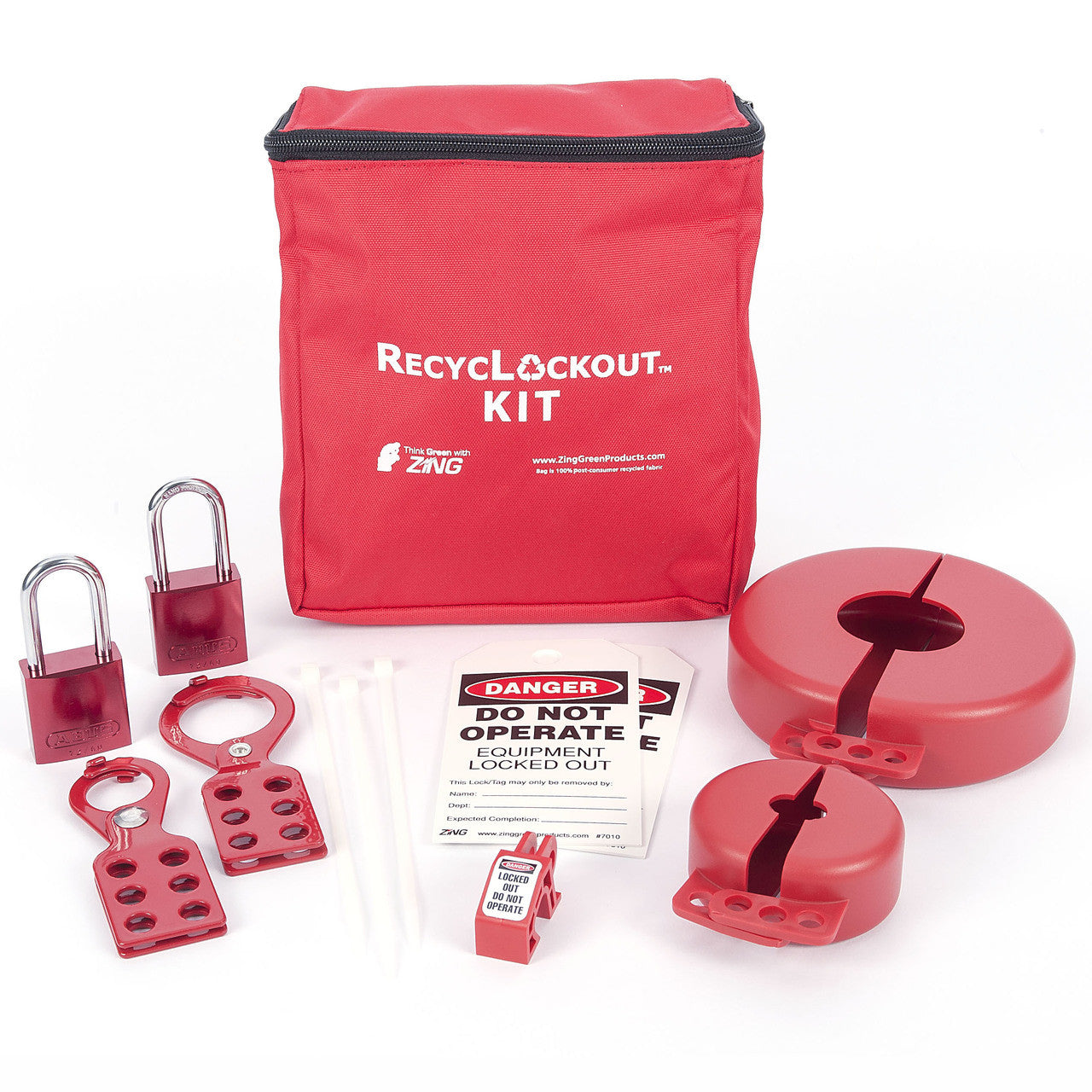 ZING Lockout Tagout Kit W/Aluminum Padlocks, 12 Components, Valve - official Zing product image 1