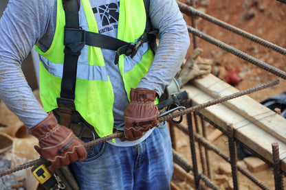 MU3624 - Mustang Utility Leather Drivers Work Gloves - Premium A Grade Grain Goatskin - Double Palm - Unlined - Sewn with DuPont™ Kevlar® - Wing Thumb - This FR Glove has an Arc Rating of 28.6 Cal/cm²