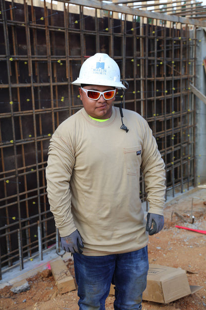MCR Safety LST1T - MCR Safety FR Gear - Tan Flame Resistant FR Work Shirts - Lightweight Long Sleeve T-Shirt - Comfortable 100% FR Cotton Fabric - Provides CAT2 Protection — manufacturer image 6