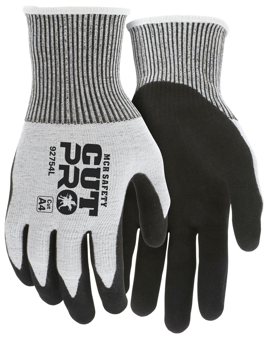 92754 - MCR Safety CutPro® - 13 Gauge HyperMax® HPPE Shell - Cut Resistant Work Gloves - Double Coated Black Nitrile Outer Coating Absorbs Oils and Aids Grip - Inner Coating Repels Oils and Liquids