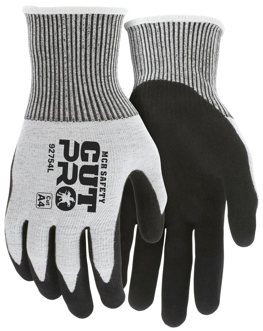 VP92754 - Vending Packaged - MCR Safety CutPro® - 13 Gauge HyperMax® HPPE Shell - Cut Resistant Work Gloves - Double Coated Black Nitrile Outer Coating Absorbs Oils and Aids Grip - Inner Coating Repels Oils and Liquids
