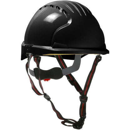 JSP 280-EV6151SV-CH – Vented, Short Brim Safety Helmet with HDPE Shell, 4-Point Chinstrap, 6-Point Suspension and Wheel Ratchet Adjustment