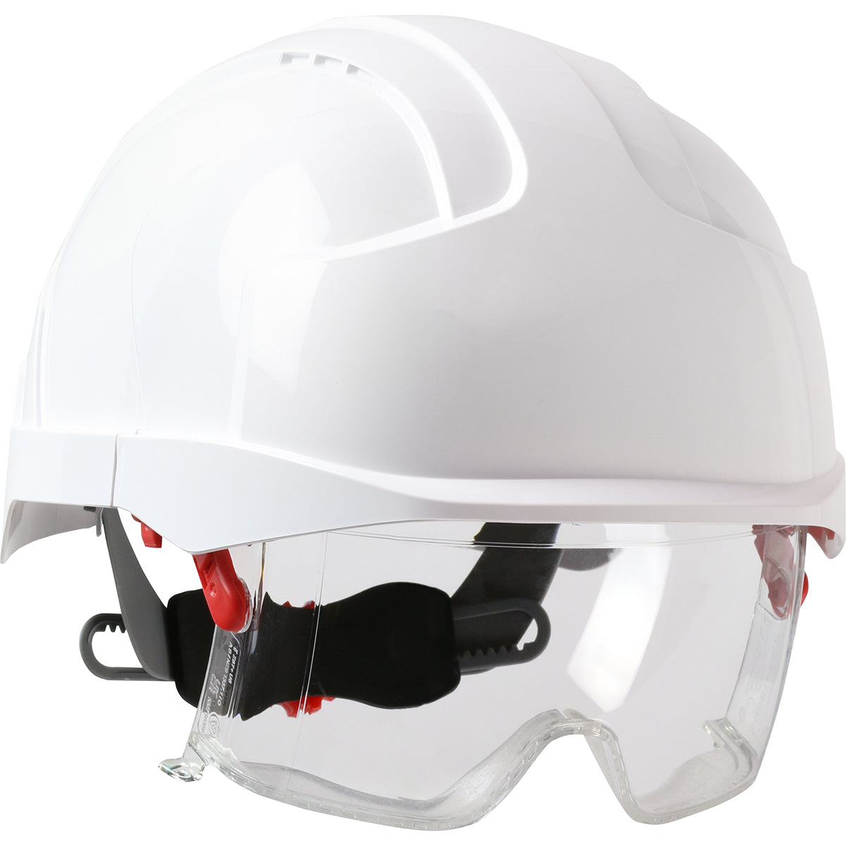 JSP 280-EVLN – VISTAlens™ Type I, Non-vented Industrial Safety Helmet with Lightweight ABS Shell, Integrated ANSI Z87.1 Eye Protection, 6-Point Polyester Suspension and Wheel Ratchet Adjustment