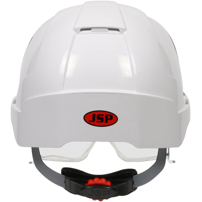 PIP JSP 280-EVLV Type I, Vented Industrial Safety Helmet with Lightweight ABS Shell, Integrated ANSI Z87.1 Eye Protection, 6-Point Polyester Suspensio
