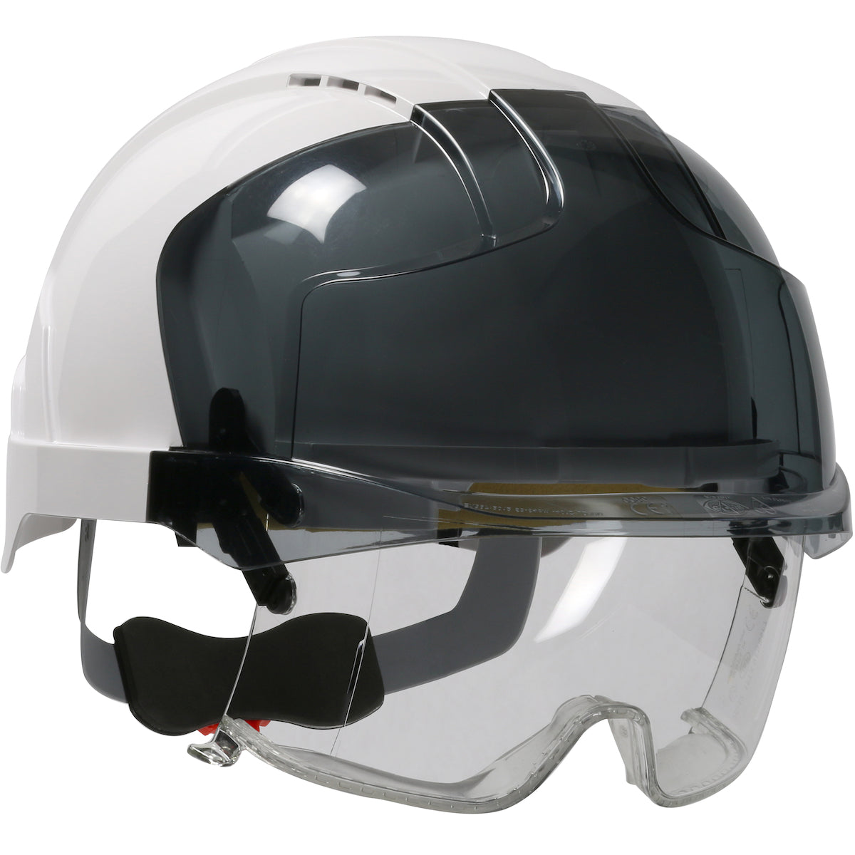 PIP JSP 280-EVLV Type I, Vented Industrial Safety Helmet with Lightweight ABS Shell, Integrated ANSI Z87.1 Eye Protection, 6-Point Polyester Suspensio