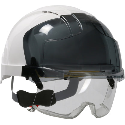 PIP JSP 280-EVLV Type I, Vented Industrial Safety Helmet with Lightweight ABS Shell, Integrated ANSI Z87.1 Eye Protection, 6-Point Polyester Suspensio