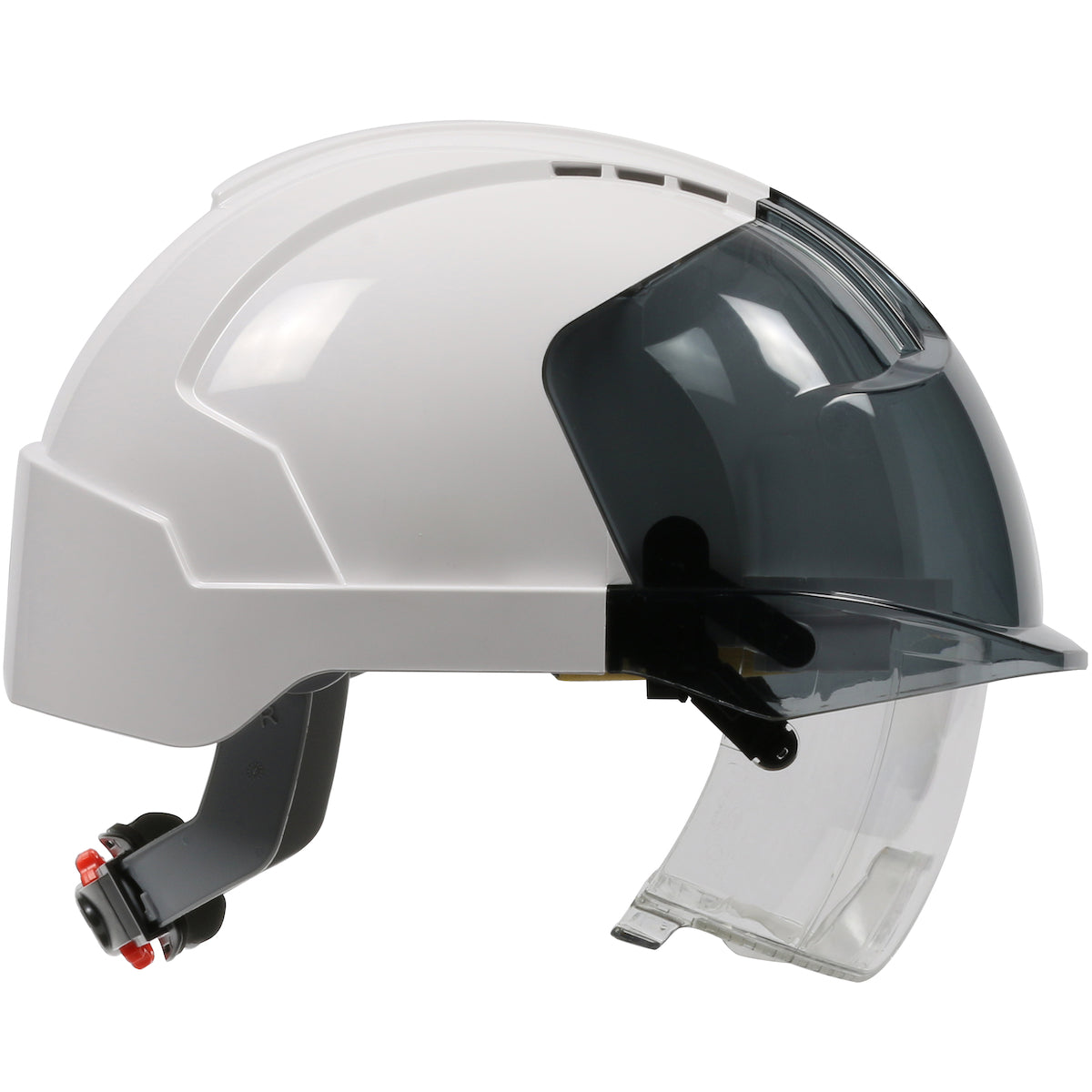 PIP JSP 280-EVLV Type I, Vented Industrial Safety Helmet with Lightweight ABS Shell, Integrated ANSI Z87.1 Eye Protection, 6-Point Polyester Suspensio