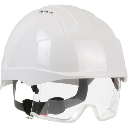PIP JSP 280-EVLV Type I, Vented Industrial Safety Helmet with Lightweight ABS Shell, Integrated ANSI Z87.1 Eye Protection, 6-Point Polyester Suspensio