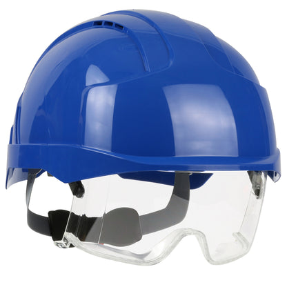 PIP JSP 280-EVLV Type I, Vented Industrial Safety Helmet with Lightweight ABS Shell, Integrated ANSI Z87.1 Eye Protection, 6-Point Polyester Suspensio