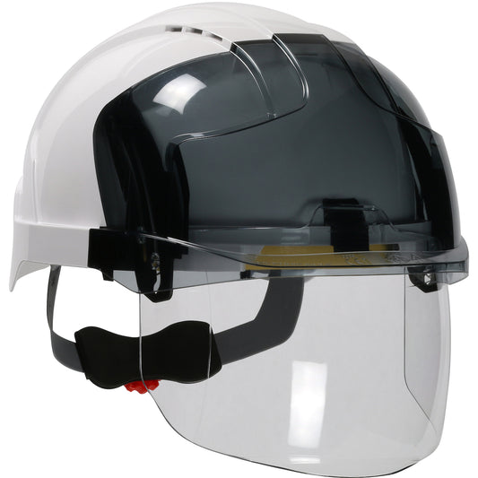 PIP JSP 280-EVSV Type I, Vented Industrial Safety Helmet with Lightweight ABS Shell, Integrated ANSI Z87.1 Faceshield, 6-Point Polyester Suspension an