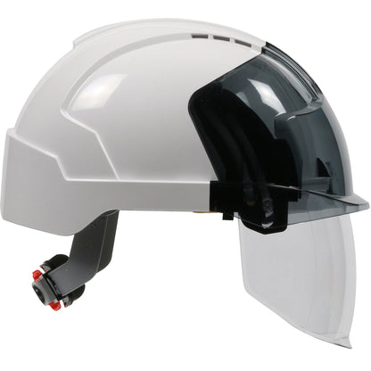 PIP JSP 280-EVSV Type I, Vented Industrial Safety Helmet with Lightweight ABS Shell, Integrated ANSI Z87.1 Faceshield, 6-Point Polyester Suspension an